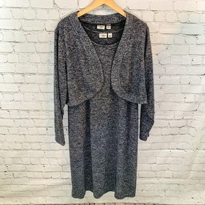 22/24W (3X) Cato Gray Dress & Cardigan